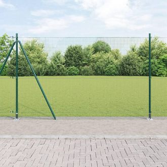 Berkfield Home Green Fence Post Set Set of 2 Green Powder-Coated Steel