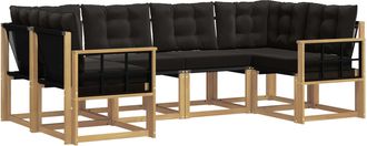 vidaXL Conjunto De Sof&aacute;s De Exterior 6 Uds. Blanco Y Negro Vidaxl