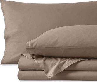 Bare Home 100% Organic Cotton Percale Cooling Sheet Set in Taupe at Nordstrom, Size Twin Xl
