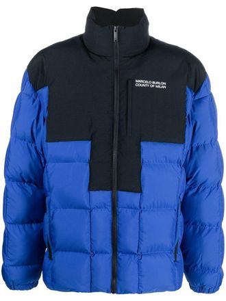 Marcelo Burlon padded zip-up coat - men - Polyamide/Polyamide/Polyester/Polyester - S - Black