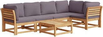 vidaXL Juego De Muebles Jard&iacute;n 6 Pzas Con Cojines Madera Maciza Acacia Vidaxl