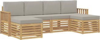 vidaXL Conjunto De Sof&aacute;s De Exterior 5 Uds. Blanco Y Gris Claro Vidaxl