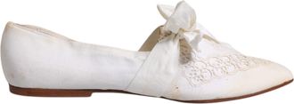 Dolce & Gabbana White Ribbon Fabric Ballerina Flats Womens Shoes (Pre-Owned)