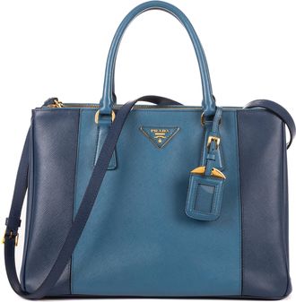 Prada Pre-owned Womens Galleria Bi-Color Shoulder Bag - Blue - One Size