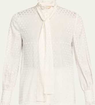 Valentino Garavani High-Neck Silk Heart Shirt