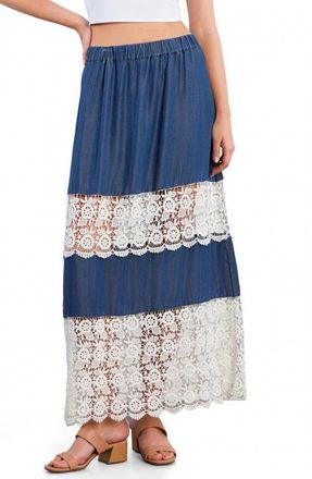 Wash Lab Denim Light Veil Maxi Skirt at Nordstrom, Size X-Large