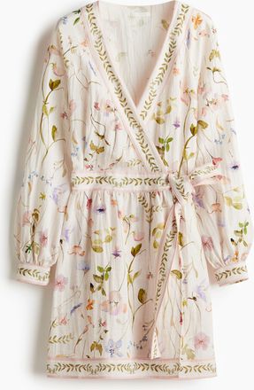 H&M Wickelkleid - Cremefarben/Gebl&uuml;mt