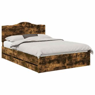 vidaXL Estructura De Cama Roble Ahumado 140 X 200 Cm Madera Ingenieril Vidaxl