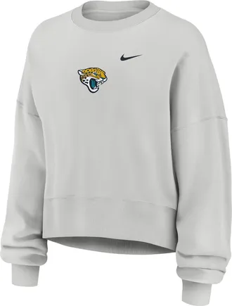 Nike Jacksonville Jaguars Primetime Phoenix Nike Womens NFL Oversized Pullover Crew in Grey | 01D70BB9N-CSV