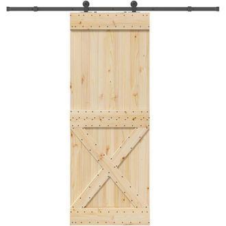 vidaXL Puerta Corredera Con Herrajes Madera Maciza De Pino 85x210 Cm Vidaxl