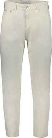 Calvin Klein Witte Katoenen Dad Jeans met Logo - Heren - Slim Fit Jeans - Beige - W29 - Katoen - Jeans