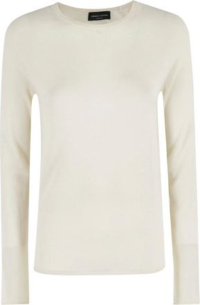 Roberto Collina Truien & Vesten, Dames, Wit, S, Witte Crew Neck Sweater Lange Mouw