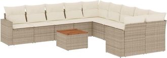 vidaXL Vidaxl - Set Divani da Giardino 11 pz con Cuscini Beige in Polyrattan