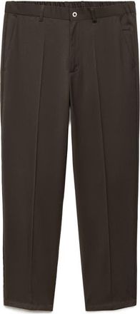 Mango Slim Fit CoolMax Straight Leg Pants in Brown at Nordstrom, Size 34