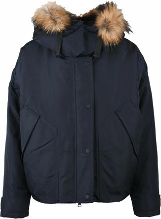 Bomboogie Down-Filled Bomber Coat with Removable Fur Trim