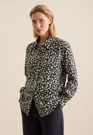 Seidensticker Hemdbluse SEIDENSTICKER Schwarze Rose, Damen, Gr. M38, gr&uuml;n, 100% Viskose, gemustert, regular fit, ohne Ausschnitt, Blusen Hemdbluse, 1/1 Kragen Druck