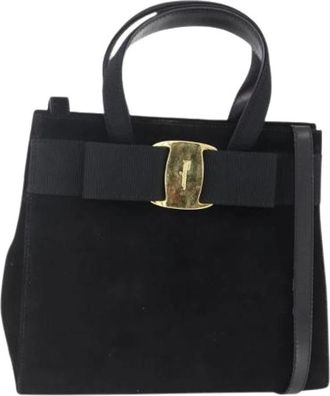 Ferragamo Pre-owned Suede Handbag - Dames - Vintage Handtas - Zwart - ONE Size - Su&egrave;de - Vintage