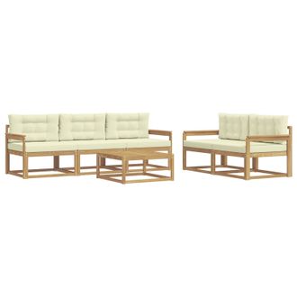 vidaXL Conjunto De Sof&aacute;s De Exterior Con Coj&iacute;n 6 Pcs Blanco Y Crema Vidaxl