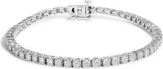 House of Brilliance Silver 2.0 Cttw Lab Grown Diamond Illusion-Set Miracle Plate Tennis Bracelet in White at Nordstrom