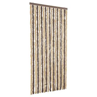 Berkfield Home Fly Curtain Dark Brown & Beige 56x200 cm Chenille