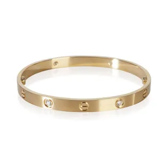 Cartier Pre-Owned Cartier Yellow Gold Diamond Brushed Finished Love Bracelet