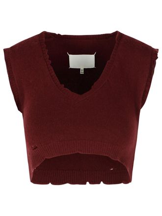 Maison Margiela Gilet Maison Margiela in lana vergine bordeaux
