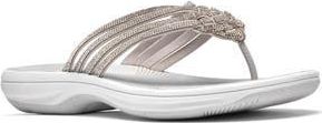 Clarks Breeze Gem Crystal Embellished Flip Flop in Silver at Nordstrom Rack, Size 10