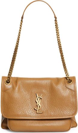 Saint Laurent Medium Niki Leather Shoulder Bag in Dark Cork at Nordstrom