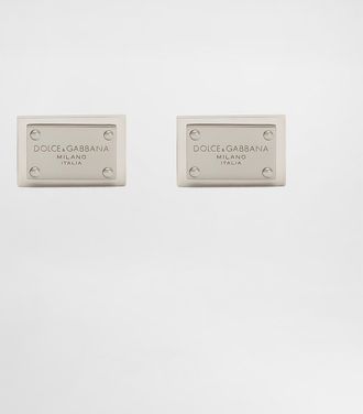 Dolce & Gabbana Cufflinks With Logo Tag - Man Silver Metal Onesize