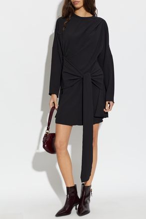 Ganni Asymmetrical Cut Dress, Womens, Black