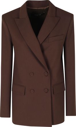 Federica Tosi Dark Brown Frescolana Double-Breasted Polyester-Blend Blazer