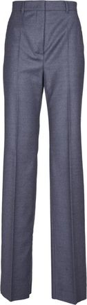 Max Mara Grijze Wijde Pijp Broek Hoge Taille - Dames - Straight fit broeken - Grijs - L - Wol - Broeken