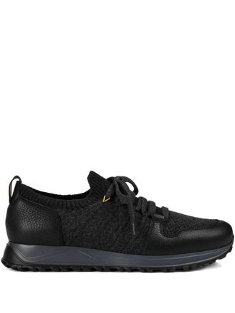 Doucal's Leren sneakers met wollen vlakken - Zwart