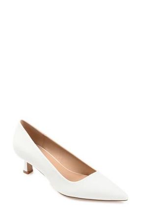 Journee Collection Celica Pointed Toe Pump in White at Nordstrom Rack, Size 5.5