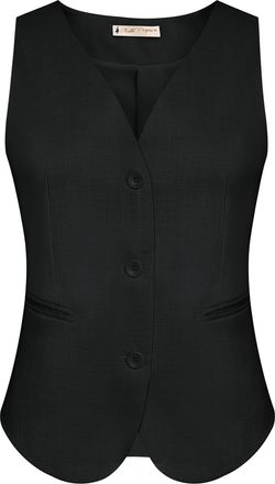 Belle Poque Waistcoats for Women UK Summer Versatile Sleeveless V Neck Suit Vest Dressy Casual Vest Black S