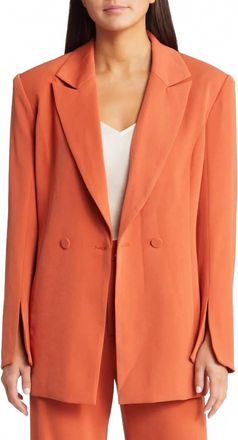 Amylynn Alice Double Breasted Blazer In Tan