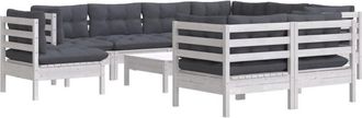 vidaXL Muebles De Jard&iacute;n 10 Pzas Con Cojines Blanco Madera Maciza Pino Vidaxl