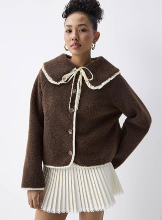 Twik Womens Peter Pan collar fleece jacket