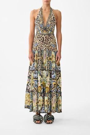 Camilla Halter Jersey Dress With Tiered Skirt in Sevillian Style at Nordstrom, Size Xx-Large Au