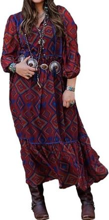 Tasha Polizzi Amherst Gorgeous Aztec Dress In Red