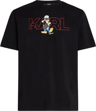 Karl Lagerfeld Tops, Heren, Zwart, S, Katoen, X Disney Logo T-shirt