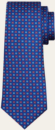 Kiton Mens Micro-Geometric-Print Silk 7-Fold Tie