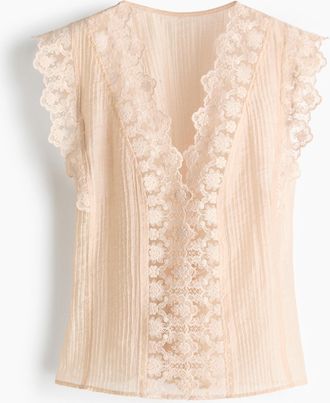 H&M Tr&auml;gertop mit Spitzenborten - Beige