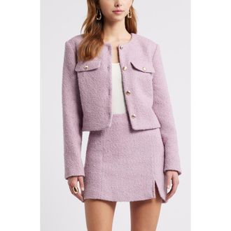 Open Edit Tweed Crop Jacket in Purple Dawn at Nordstrom Rack, Size Xx-Small