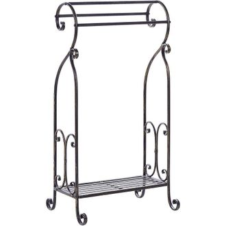 Beliani Toallero De Metal Negro 49 X 91 Cm Independiente Estante Ba&ntilde;o Vintage Linares