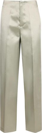 Philosophy di Lorenzo Serafini Satijnen broek met zijzakken - Dames - Straight fit broeken - Groen - S - Satijn - Broeken