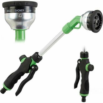 OEM Cabezal De Regadera Premium, Pistola De Riego De 9 Funciones, F&aacute;cil De Usar Con Una Mano, 44 Cm De Largo, En Negro Y Verde. - Crezuo