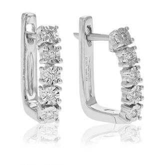 Vir Jewels 1/10 cttw Lab Grown Diamond Hoops Earrings in Sterling Silver With Clip On Backs For Women