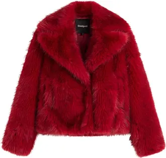 Desigual Chaq_Crudelia Faux Fur Coat - Dames - Jassen - Rood - S - Polyester - Jassen