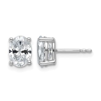 Diamond2Deal 14k White Gold 2 ct Oval Lab Grown Diamond Stud Earrings VS Clarity, D-E Color